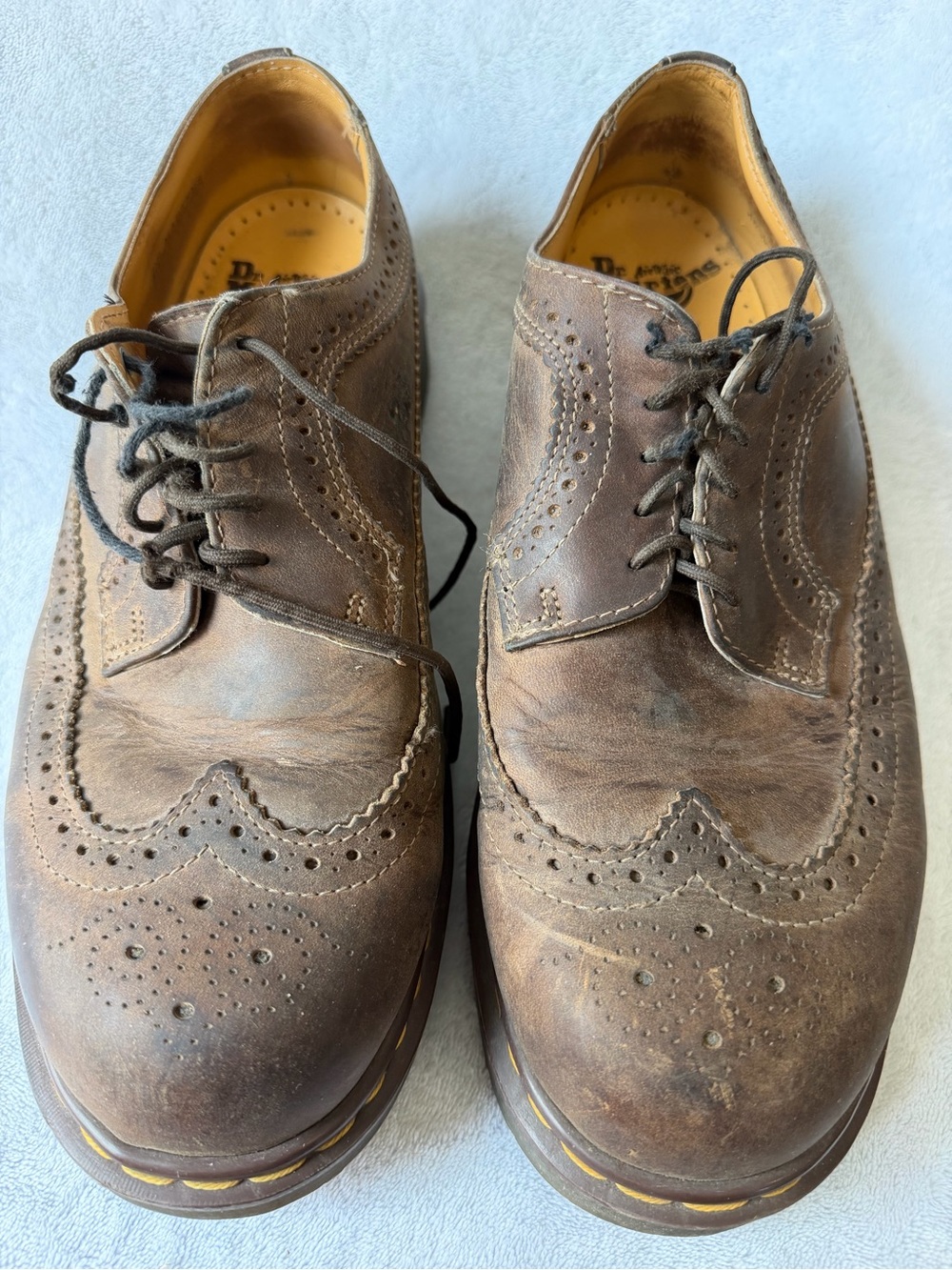 Dr. Martens Wingtip Oxfords Mens 10 Brown Good Made in England Leather Brogue